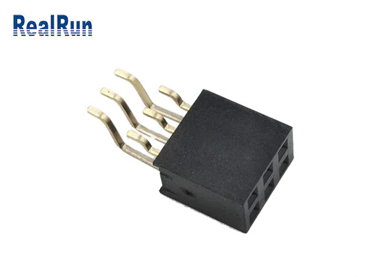 Gestempelde Eind2x3p bedragen 6 Pin Female Socket Header SMT Messing Goud Geplateerde PA6T