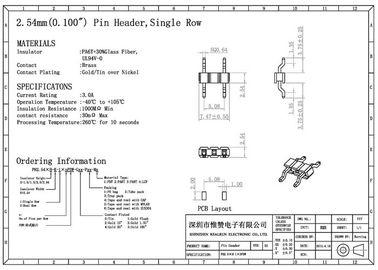 PA6T horizontaal Pin Header Connector Double 3P maakt SGS 3A DC500V vuurvast