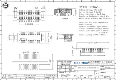0.5A 0.5mm Hoogtepa6t BTB Schakelaar 24 de Kopbalschakelaar van Speldgelijkstroom 500V PCB