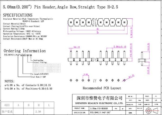 SGS de Enige Ingeblikte PBT LCP Raad van Rijpin header UL94V-0 om Schakelaar in te schepen