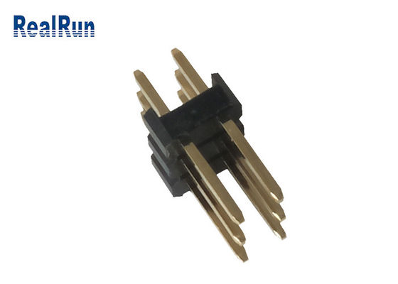 van de ONDERDOMPELINGSpin header black PA6T van 3.0A 6P Mannelijk Messing 2.54mm Hoogtedubbel rechtstreeks