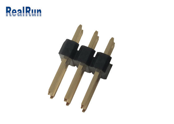 van de ONDERDOMPELINGSpin header black PA6T van 3.0A 6P Mannelijk Messing 2.54mm Hoogtedubbel rechtstreeks