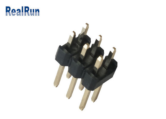 van de ONDERDOMPELINGSpin header black PA6T van 3.0A 6P Mannelijk Messing 2.54mm Hoogtedubbel rechtstreeks